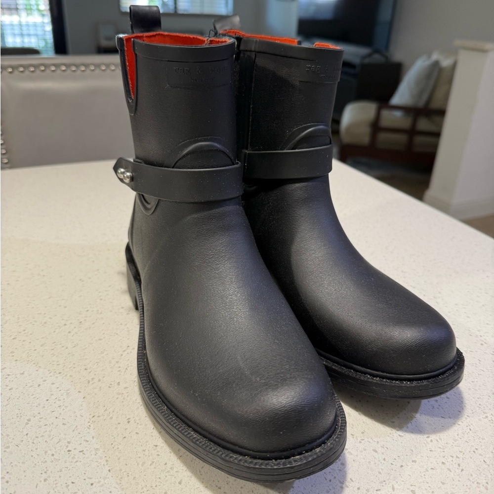 Rag & Bone Black Ankle Rain Boots
